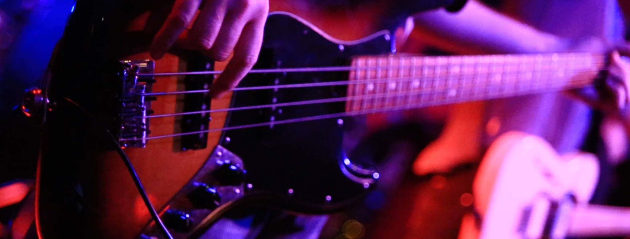 Bass guitar on stage